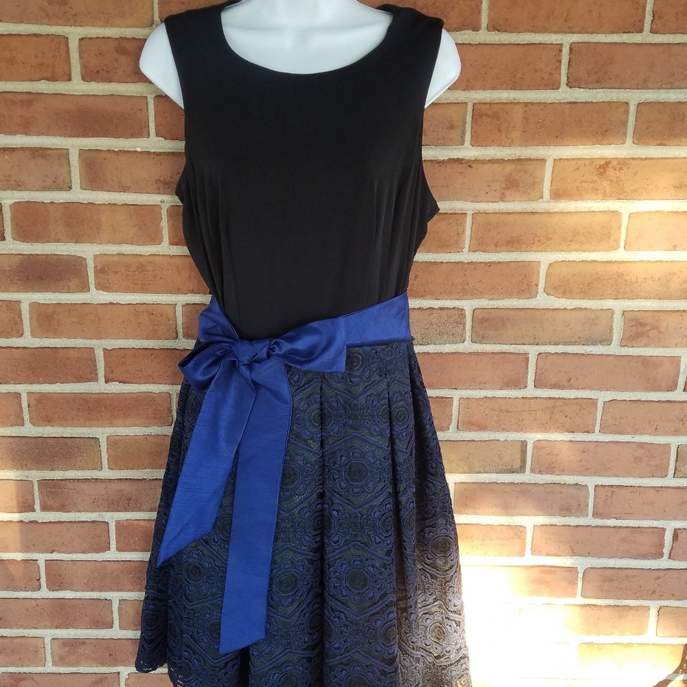 R&K Darling Black and Blue Lace Evening Dress